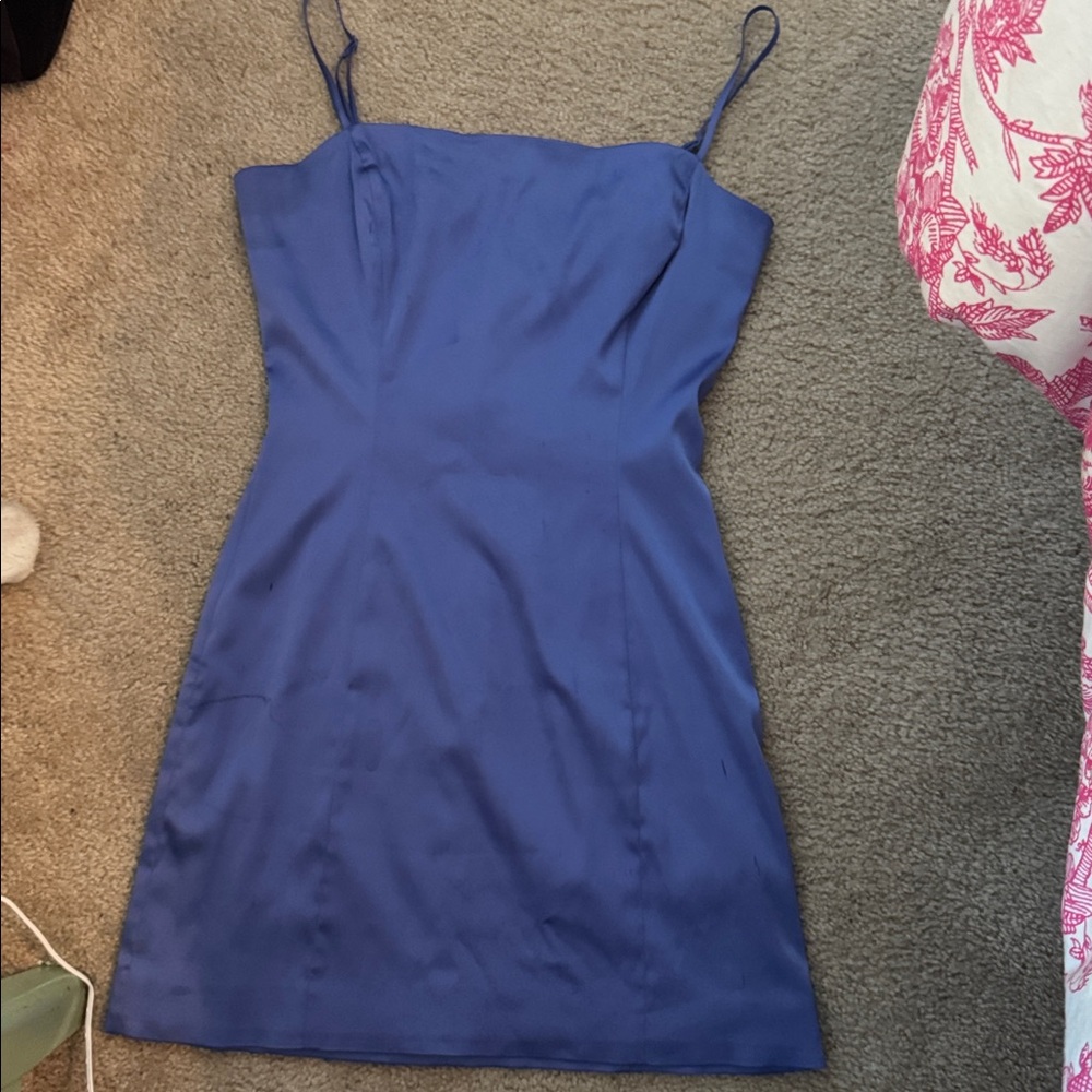 Elegant Blue Spaghetti Strap Dress